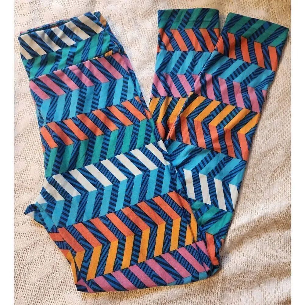 17 LulaRoe Colorful Chevron Pattern Skinny Stretchy leggings